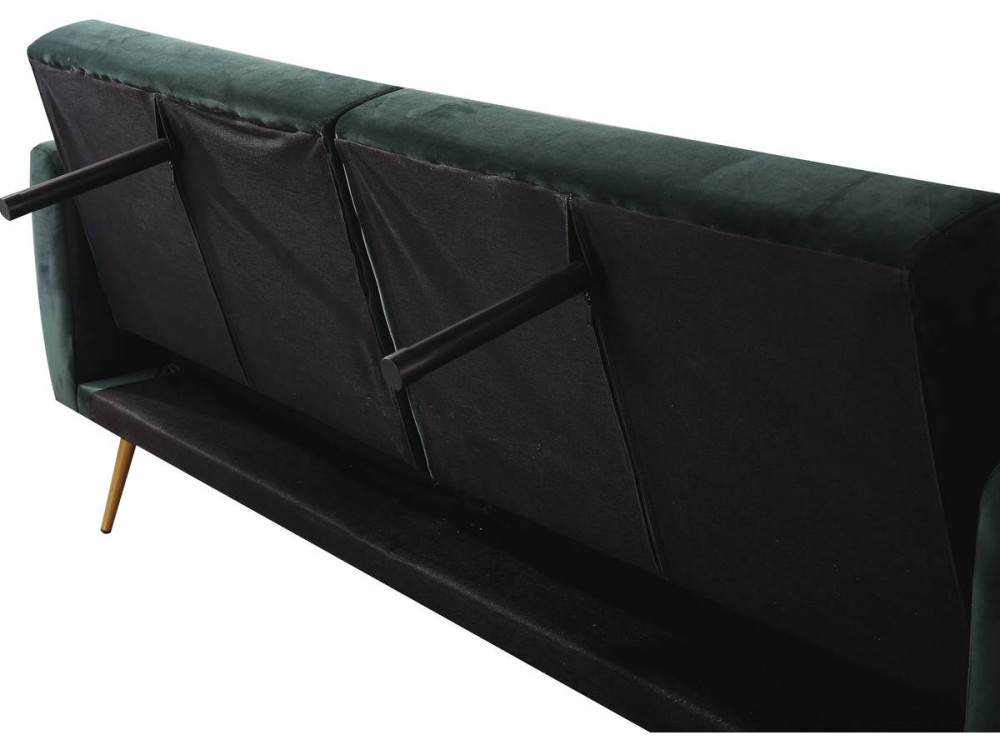 Kanapa rozkładana "Donia" z weluru - 203 x 81 x 83 cm - 3 miejsca - Ciemnozielona