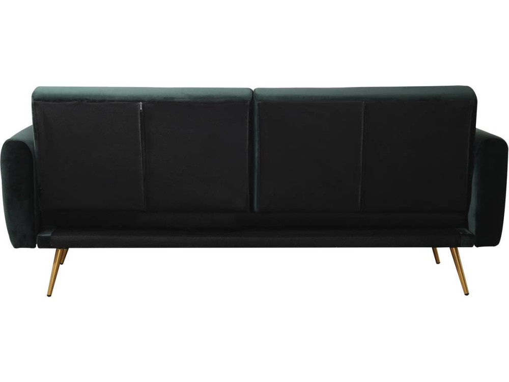 Kanapa rozkładana "Donia" z weluru - 203 x 81 x 83 cm - 3 miejsca - Ciemnozielona