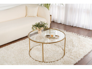 Metalowy stolik kawowy "Aurum" - 80 x 80 x 43 cm - Przezroczysty złoty 2