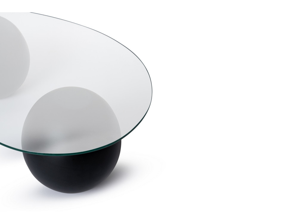 Szklany stolik kawowy "Sphere" - 120 x 70 x 30 cm - Czarny