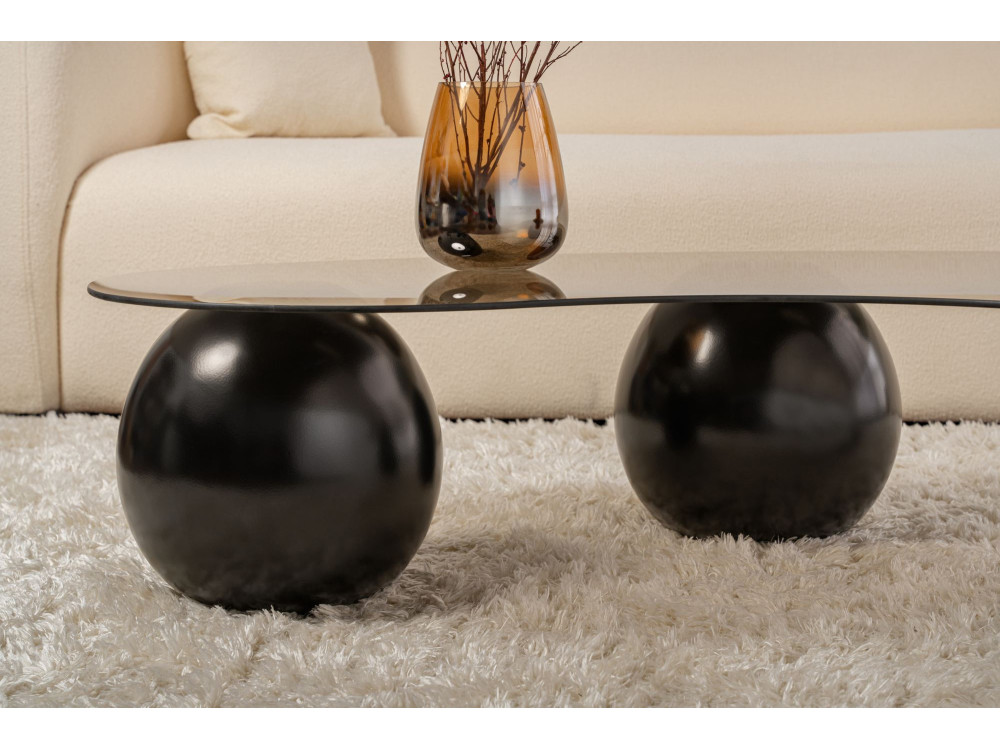 Szklany stolik kawowy "Sphere" - 120 x 70 x 30 cm - Czarny