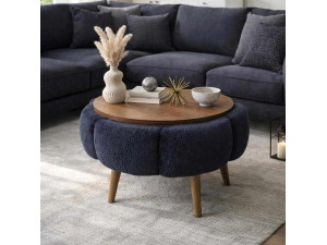 Drewniany stolik kawowy Papatya 60" - 60 x 60 x 44 cm - Antracytowy szary 2