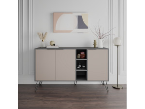 Drewniany kredens "Clara" - 142 x 36 x 83 cm - Jasny brąz mokka 2
