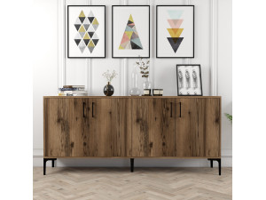 Drewniany kredens "Kiev" - 180 x 35 x 78 cm - Orzech włoski 2