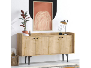 Drewniany kredens "Navi" - 150 x 40 x 80 cm - Beżowy 2