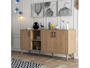Drewniany kredens "Exxen" - 180 x 45 x 80 cm - Brązowy 2