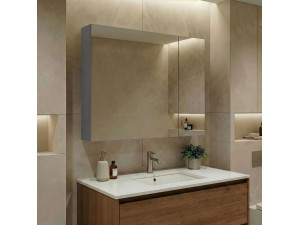 Szafka łazienkowa z lustrem „Nuvola 80 v2” – 75 x 16 x 66 cm – szara 2