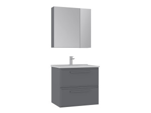 Zestaw szafki pod umywalkę z lustrem (2 elementy) „Nuvola 65 v2” – 65 x 50 x 62 cm – szary