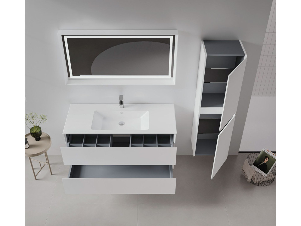 Szafka pod umywalkę „Nest 121 v2” – 121 x 51 x 55 cm – matowa biel
