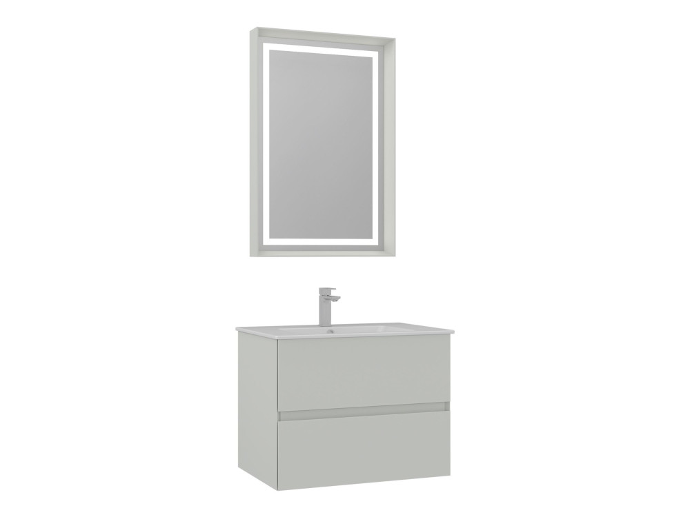 Zestaw szafki pod umywalkę z lustrem (2 elementy) „Nest 71 v2” – 71 x 51 x 55 cm – matowy kolor kaszmiru