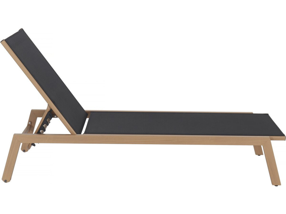 Zestaw 2 aluminiowych leżaków "Elysia" imitujących drewno - Czarny