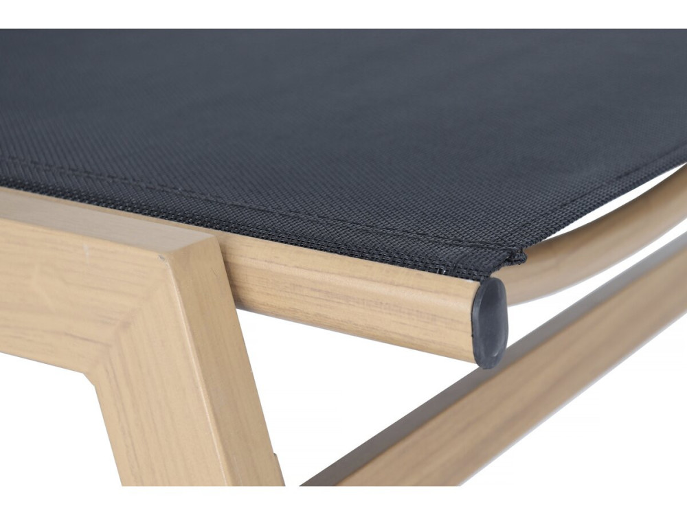 Zestaw 2 aluminiowych leżaków "Elysia" imitujących drewno - Czarny