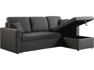 Kanapa narożna "Alain" - 221 x 145 x 85 cm - 3 miejsca - Szara