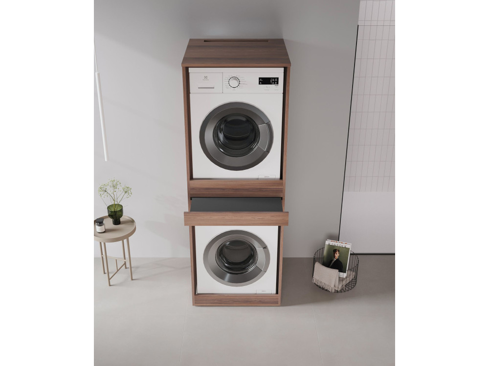Szafka pod pralkę „Linfa 70” – 70 x 73 x 193 cm – ciemny orzech