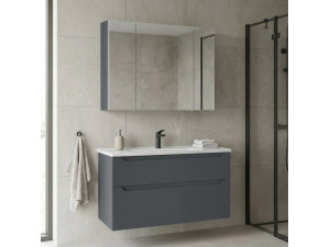 Zestaw szafki pod umywalkę z lustrem (2 elementy) „Messina 100 v2” – 100 x 45 x 55 cm – matowy antracyt 2