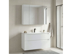 Zestaw szafki pod umywalkę z lustrem (2 elementy) „Messina 100 v2” – 100 x 45 x 55 cm – matowa biel 2