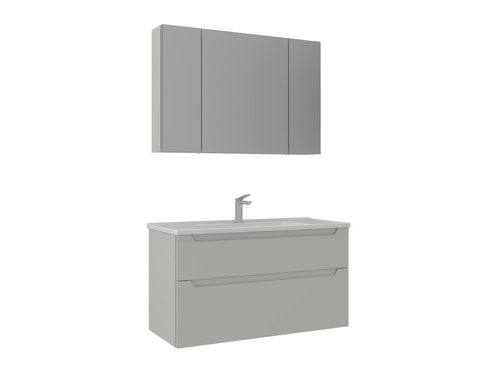 Zestaw szafki pod umywalkę z lustrem (2 elementy) „Messina 100 v2” – 100 x 45 x 55 cm – matowy kolor kaszmiru