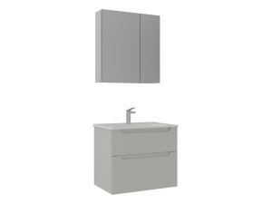 Zestaw szafki pod umywalkę z lustrem (2 elementy) „Messina 65 v2” – 65 x 45 x 55 cm – matowy kolor kaszmiru