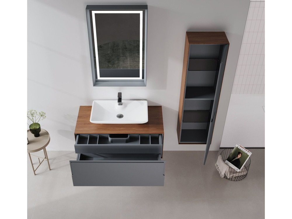 Szafka pod umywalkę „Craft 100” – 100 x 50 x 40 cm – orzech / antracyt