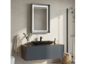 Zestaw szafki pod umywalkę z lustrem (2 elementy) „Craft 120” – 120 x 50 x 40 cm – orzech / antracyt 2