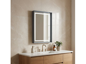 Dekoracyjne lustro drewniane „Craft 60 x 90 v2” – 60 x 10 x 90 cm – matowy antracyt 2
