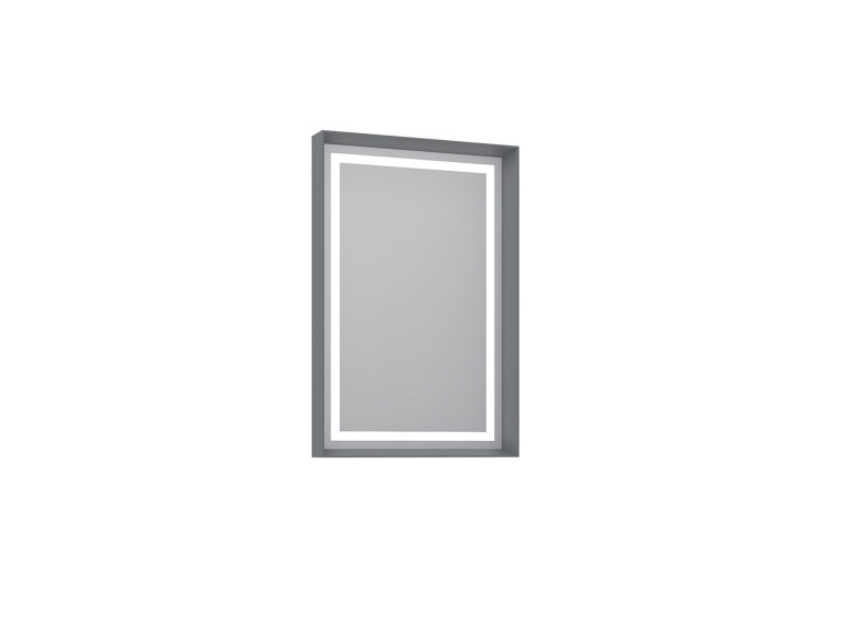 Dekoracyjne lustro drewniane „Craft 60 x 90 v2” – 60 x 10 x 90 cm – matowa szarość