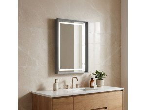 Dekoracyjne lustro drewniane „Craft 60 x 90 v2” – 60 x 10 x 90 cm – matowa szarość 2
