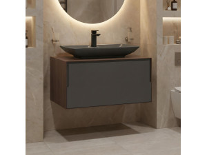 Szafka pod umywalkę „Craft 80” – 80 x 50 x 40 cm – orzech / antracyt 2