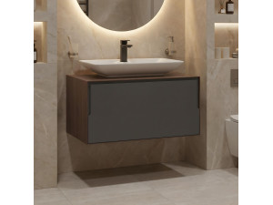 Szafka pod umywalkę „Craft 80” – 80 x 50 x 40 cm – orzech / antracyt 2