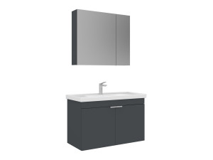Zestaw szafki pod umywalkę z lustrem (2 elementy) „Desna 90” – 90 x 45 x 58 cm – matowy antracyt