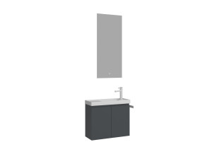 Zestaw szafki pod umywalkę z lustrem (2 elementy) „Ferla 60” – 60 x 22 x 50 cm – matowy antracyt