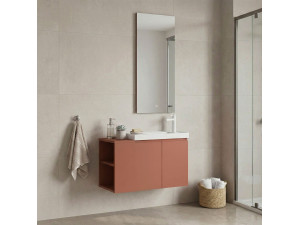 Zestaw szafki pod umywalkę z lustrem (2 elementy) „Ferla 80” – 80 x 22 x 45 cm – kolor Matte Cinnamon 2