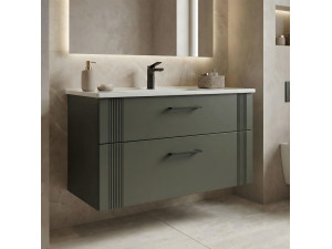 Szafka pod umywalkę „Bari 100 v2” – 100 x 45 x 55 cm – matowa zieleń 2