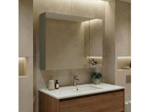 Szafka łazienkowa z lustrem „Bari 80” – 75 x 16 x 66 cm – matowa zieleń 2