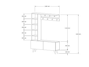 Drewniana szafka do przedpokoju „Hale” – 120 x 32 x 161 cm – orzech