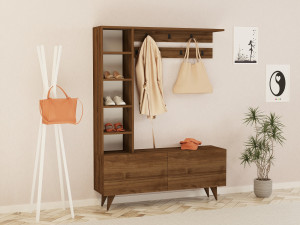 Drewniana szafka do przedpokoju „Hale” – 120 x 32 x 161 cm – orzech 2