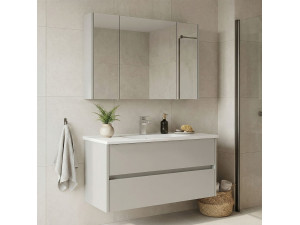 Zestaw szafki pod umywalkę z lustrem (2 elementy) „Arno 100” – 100 x 45 x 52 cm – Cashmere 2