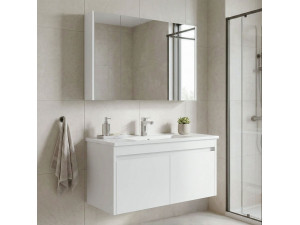 Zestaw szafki pod umywalkę z lustrem (2 elementy) „Arno 100” – 100 x 45 x 52 cm – biały 2