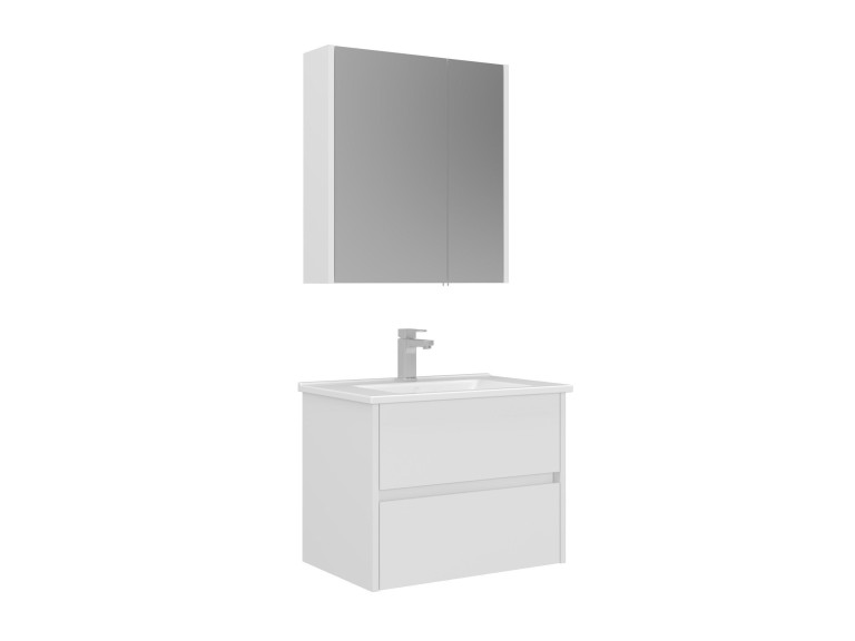 Zestaw szafki pod umywalkę z lustrem (2 elementy) „Arno 65” – 65 x 45 x 52 cm – biały