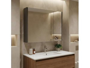 Szafka łazienkowa z lustrem „Arno 80” – 79 x 16 x 66 cm – szara / antracytowa 2