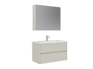 Zestaw szafki pod umywalkę z lustrem (2 elementy) „Arno 85” – 85 x 45 x 52 cm – Cashmere