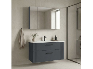 Zestaw szafki pod umywalkę z lustrem (2 elementy) „Bari 100 v2” – 100 x 45 x 55 cm – matowy antracyt 2