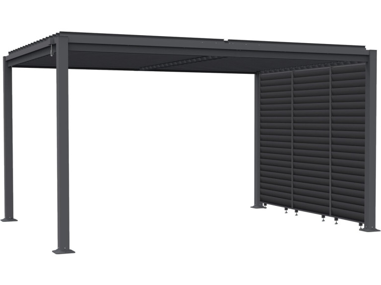 Pergola bioklimatyczna "Howard" z 3 żaluzjami ze stali ocynkowanej - 3 x 4 m - Szara