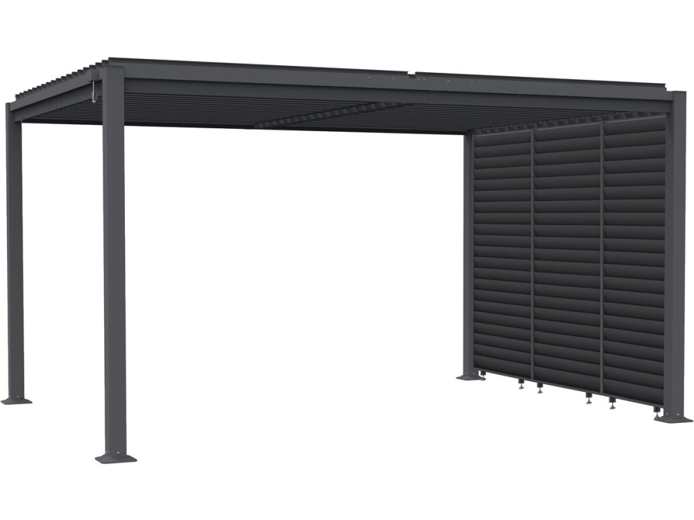 Pergola bioklimatyczna "Howard" z 3 żaluzjami ze stali ocynkowanej - 3 x 4 m - Szara