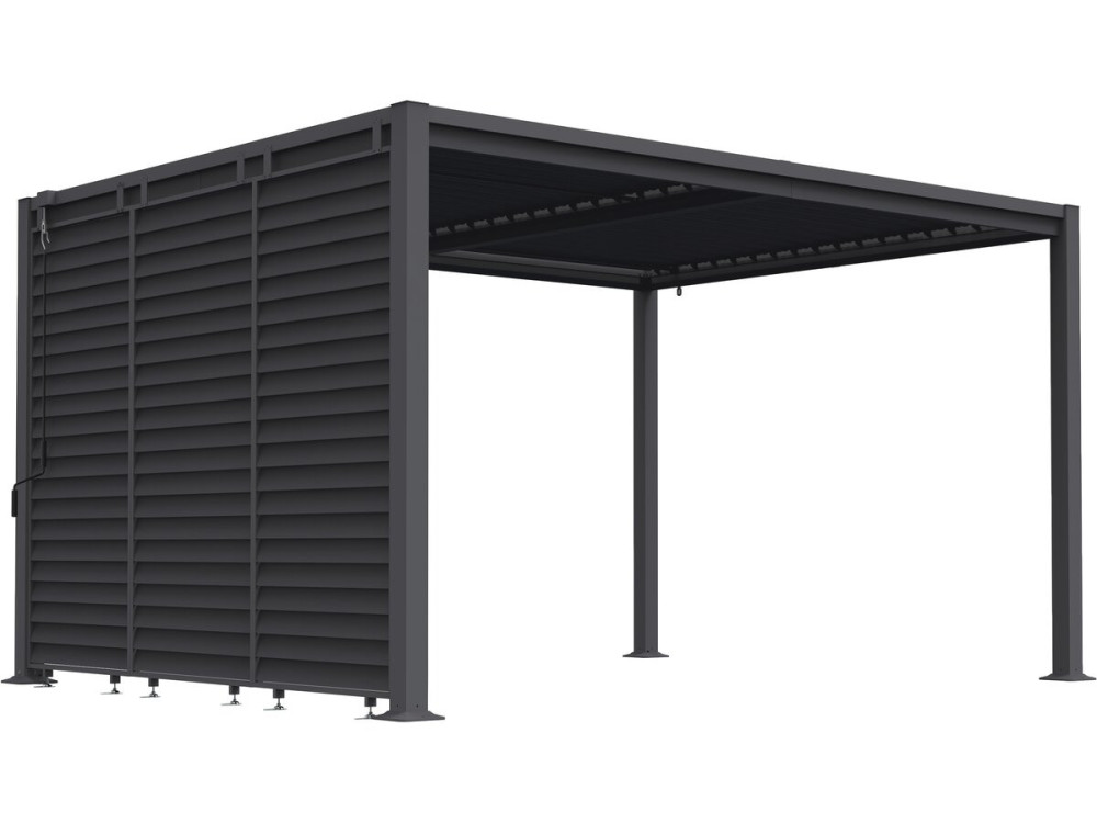 Pergola bioklimatyczna "Howard" z 3 żaluzjami ze stali ocynkowanej - 3 x 4 m - Szara