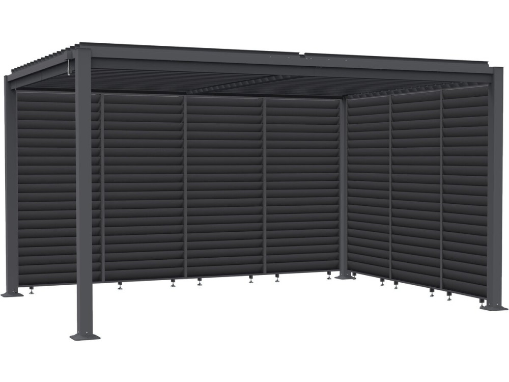 Pergola bioklimatyczna "Howard" z 7 żaluzjami ze stali ocynkowanej - 3 x 4 m - Szara