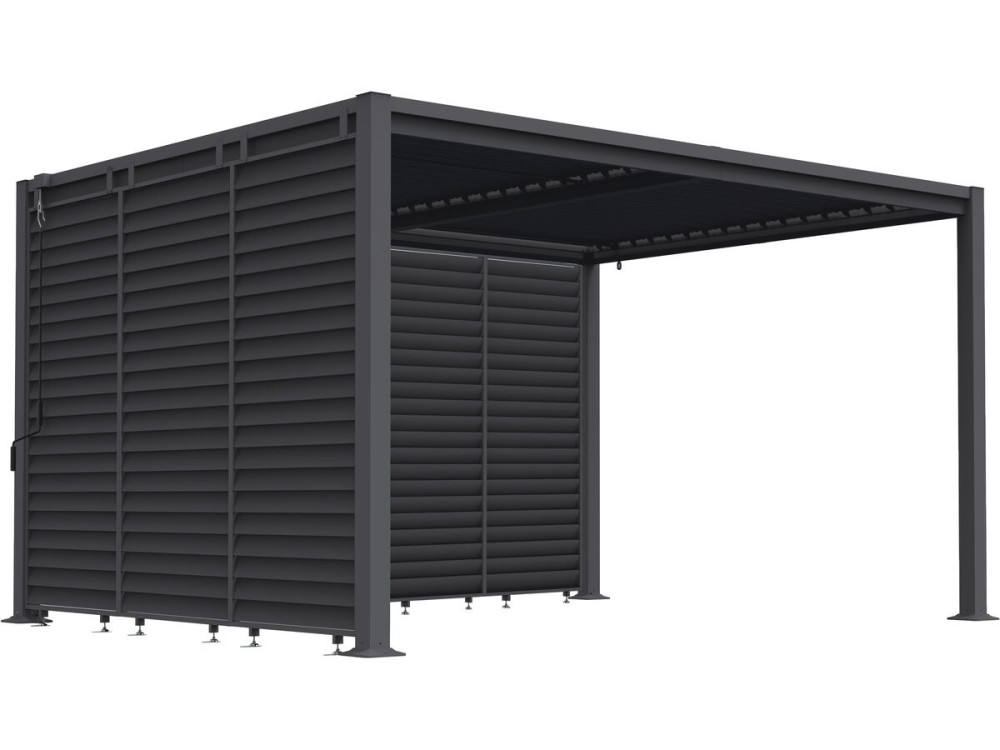 Pergola bioklimatyczna "Howard" z 7 żaluzjami ze stali ocynkowanej - 3 x 4 m - Szara