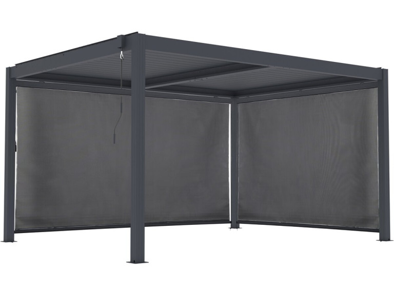 Pergola bioklimatyczna "Windsor premium" z oświetleniem i 2 aluminiowymi żaluzjami - 3 x 4 m - Szary