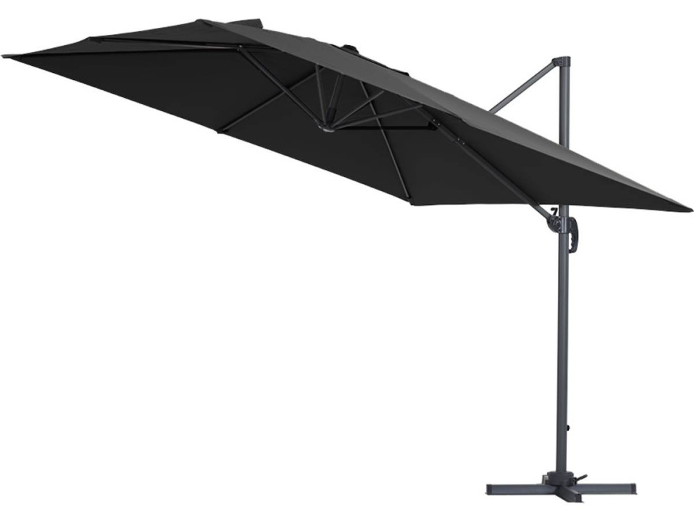 Parasol ogrodowy "Sun 3" z boczną nogą - Aluminium - Kwadratowy - 3 x 3 m - Czarny + Pokrowiec zabezpieczający