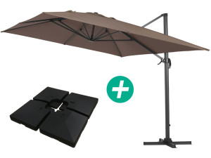 Parasol ogrodowy "Sun 4" - Prostokątny - 3 x 4 m - Szarobrązowy - Obciążniki w zestawie